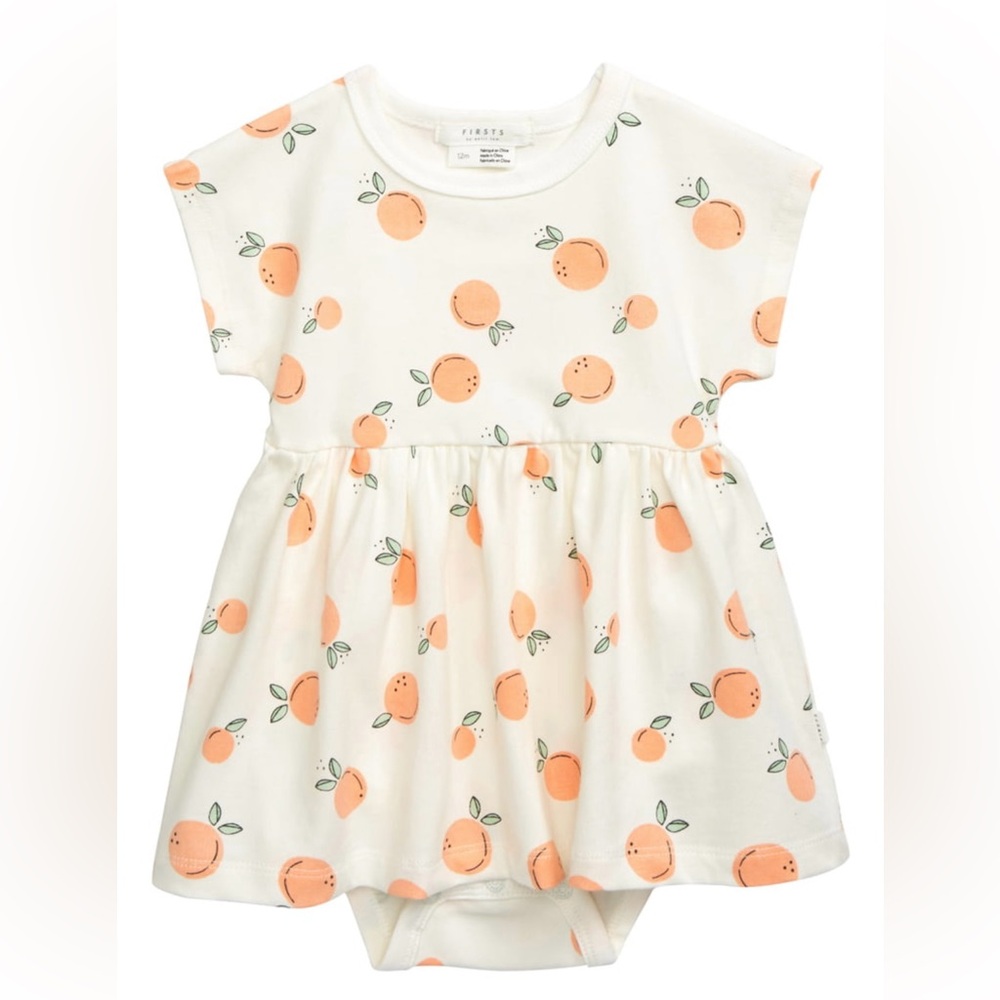 Petit Lem - Firsts Peach Print Skirted Bodysuit